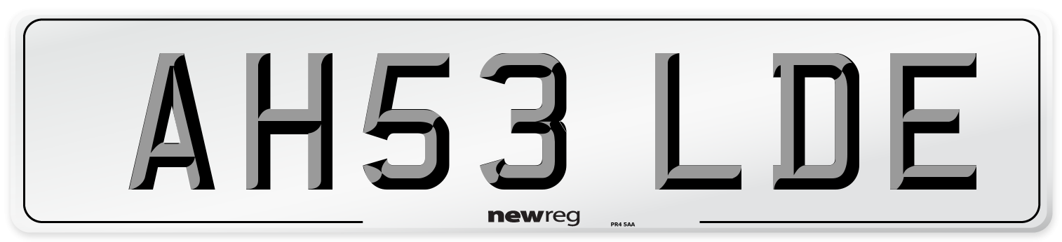 AH53 LDE Number Plate from New Reg